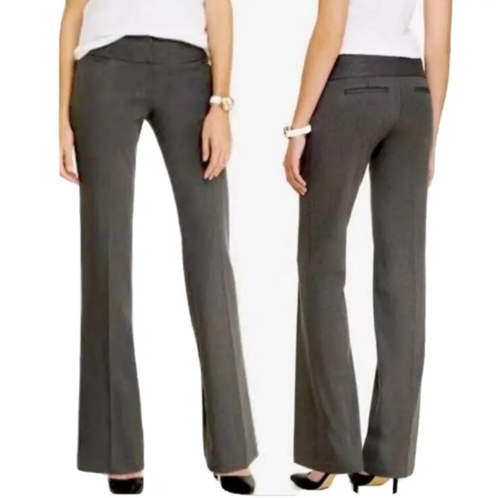 EXPRESS The Editor Wide Waistband Flare NWT Sz 4 Grey Pindot Textured